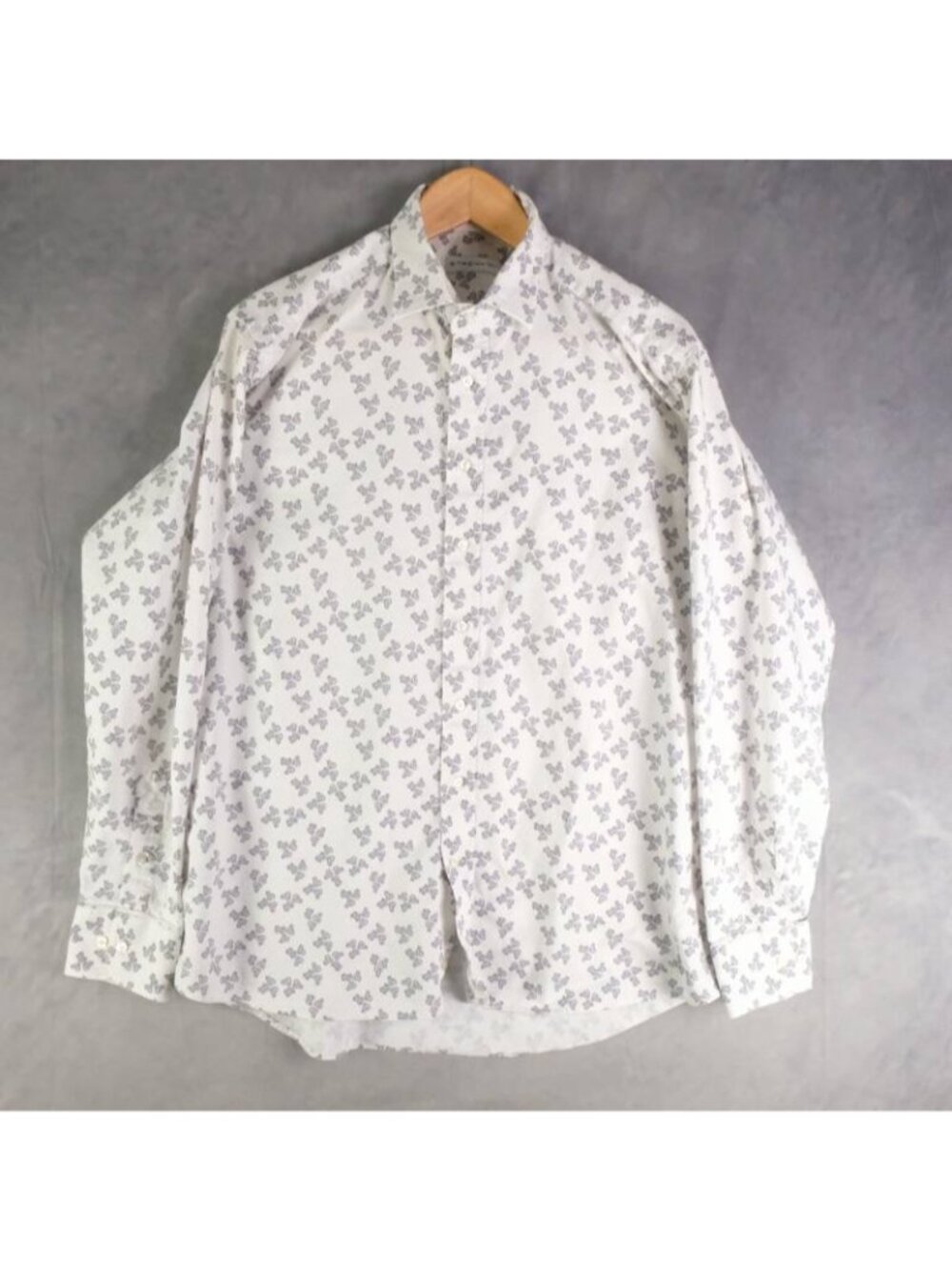 Etro Shirt Mens Medium 44 White Purple Paisley Button Up Casual Long Sleeve